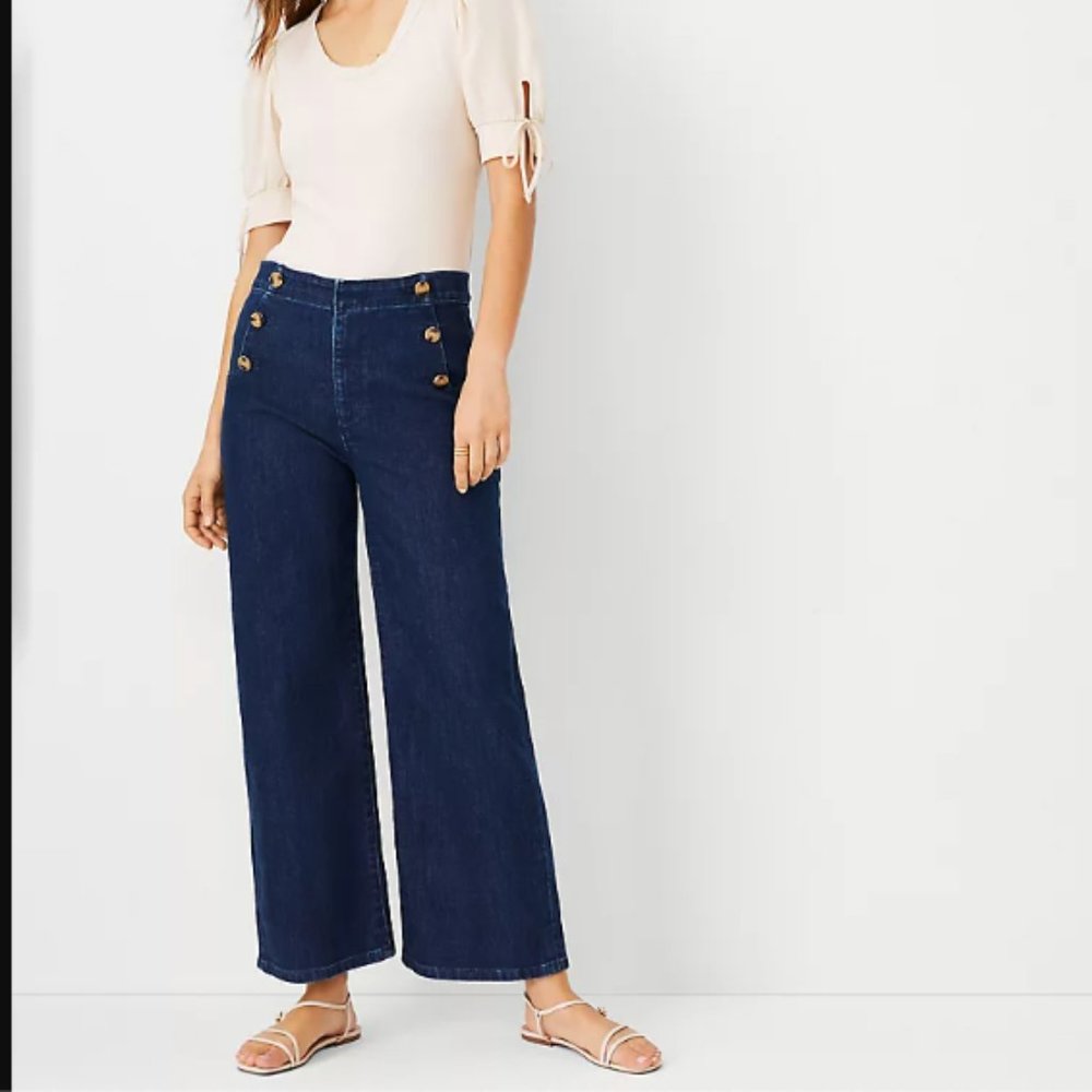 Ann Taylor High-Rise Cropped Sculpting Pocket Sailor Jean NWT